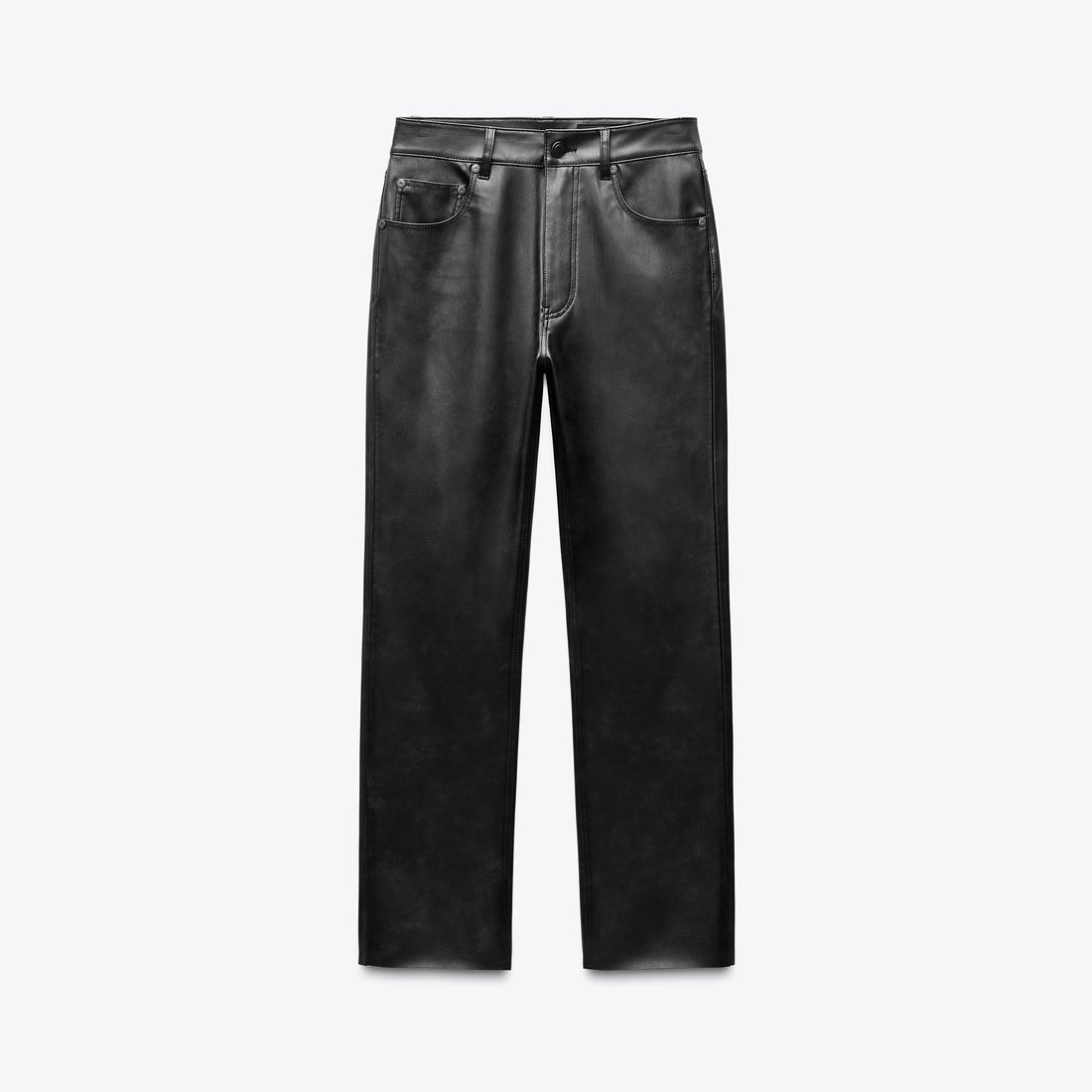 Schwarze Bootcut-Hose aus Kunstleder mit hoher Taille für Damen