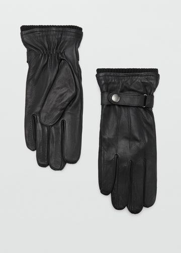 Men's 100% Leather Gloves with adjustable Strap and Buttons