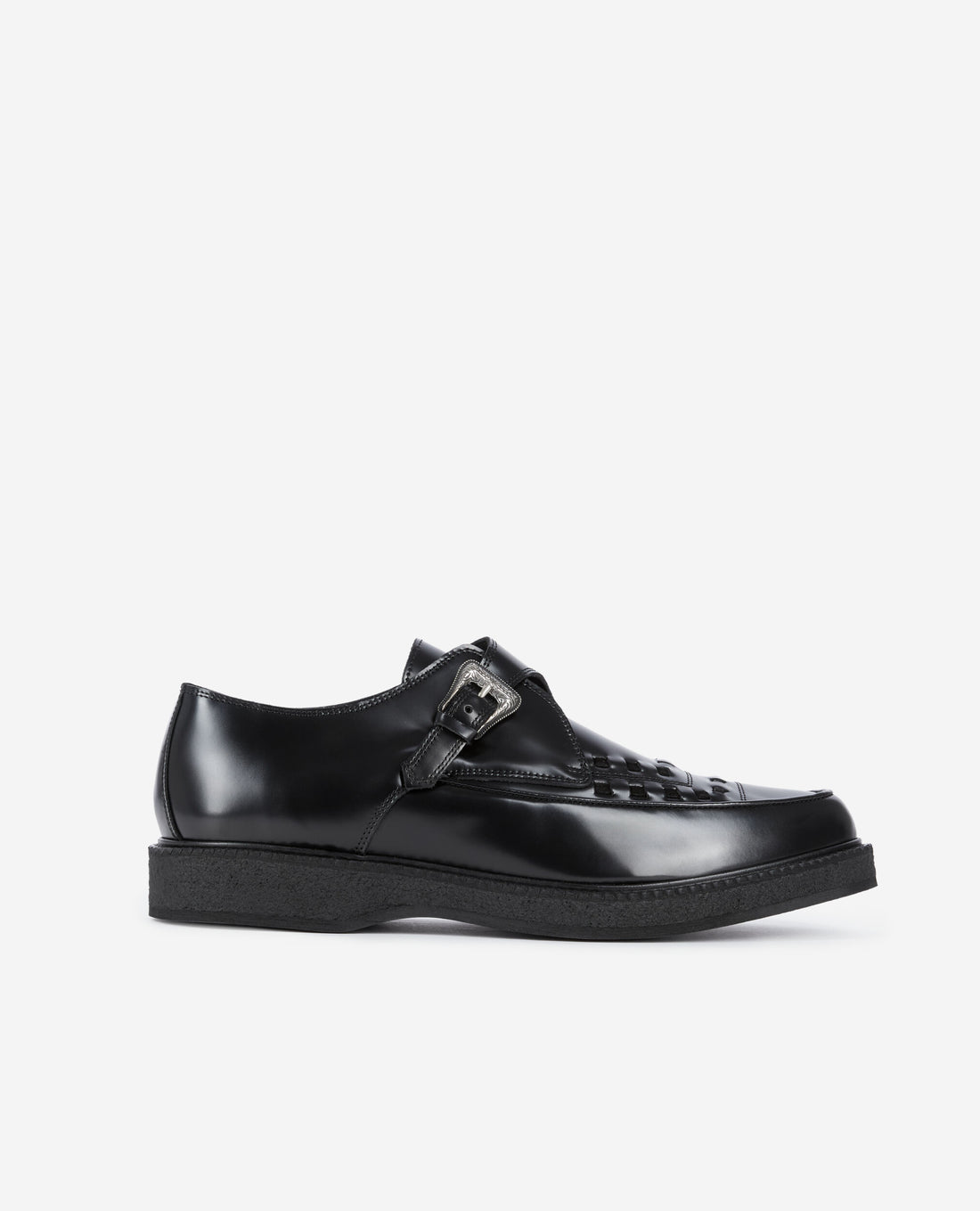 Black Leather Shoes with Buckle