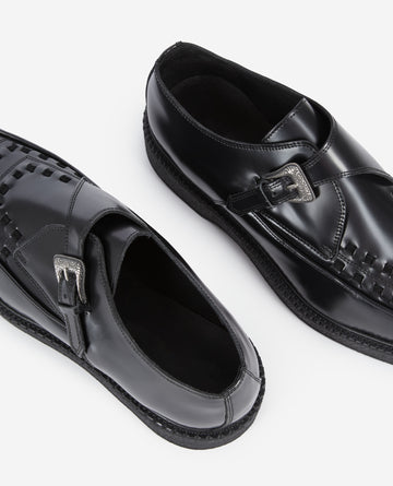 Black Leather Shoes with Buckle