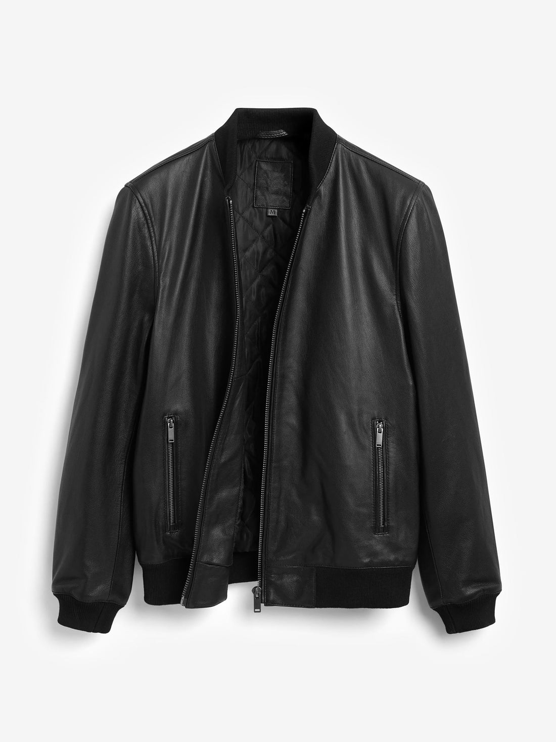 Black Signature Leather Bomber Jacket