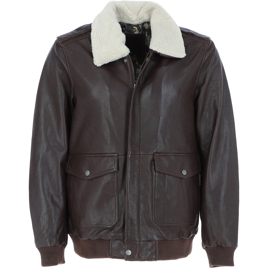 Leather Bomber Jacket With Detachable Collar Urban