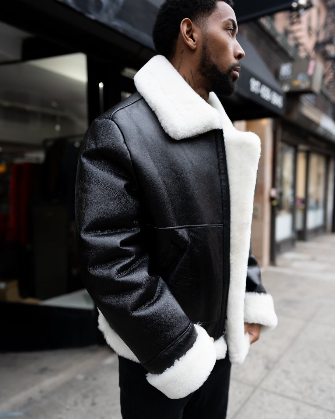 MEN's SHEARLING- KANAN B3 BLACK & WHITE