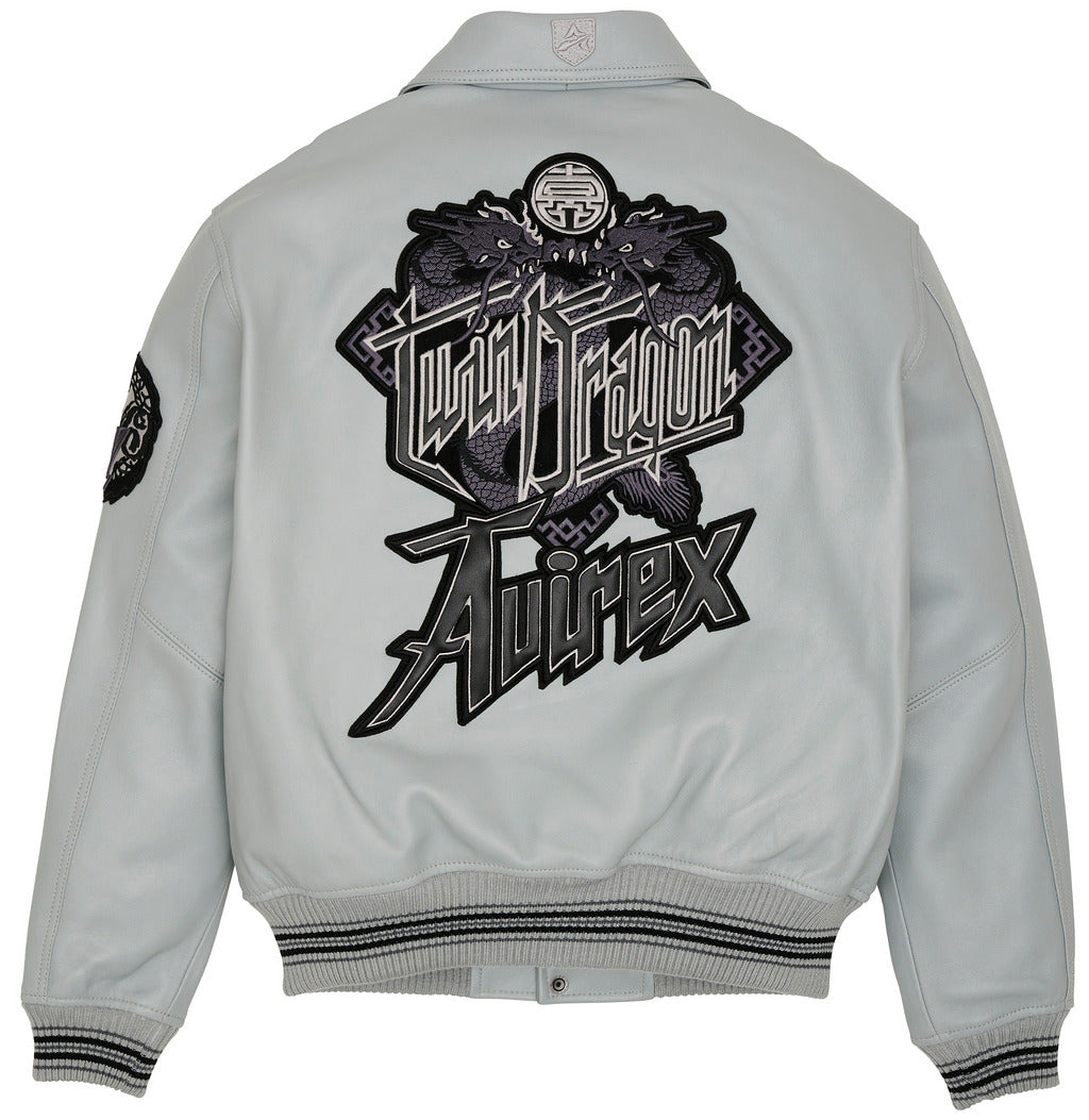 Men's Avirex Dragon Leather Varsity Jacket