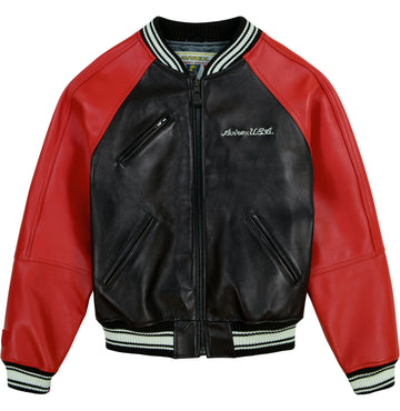 Men's Avirex Leather Varsity Jacket in 4 Colors