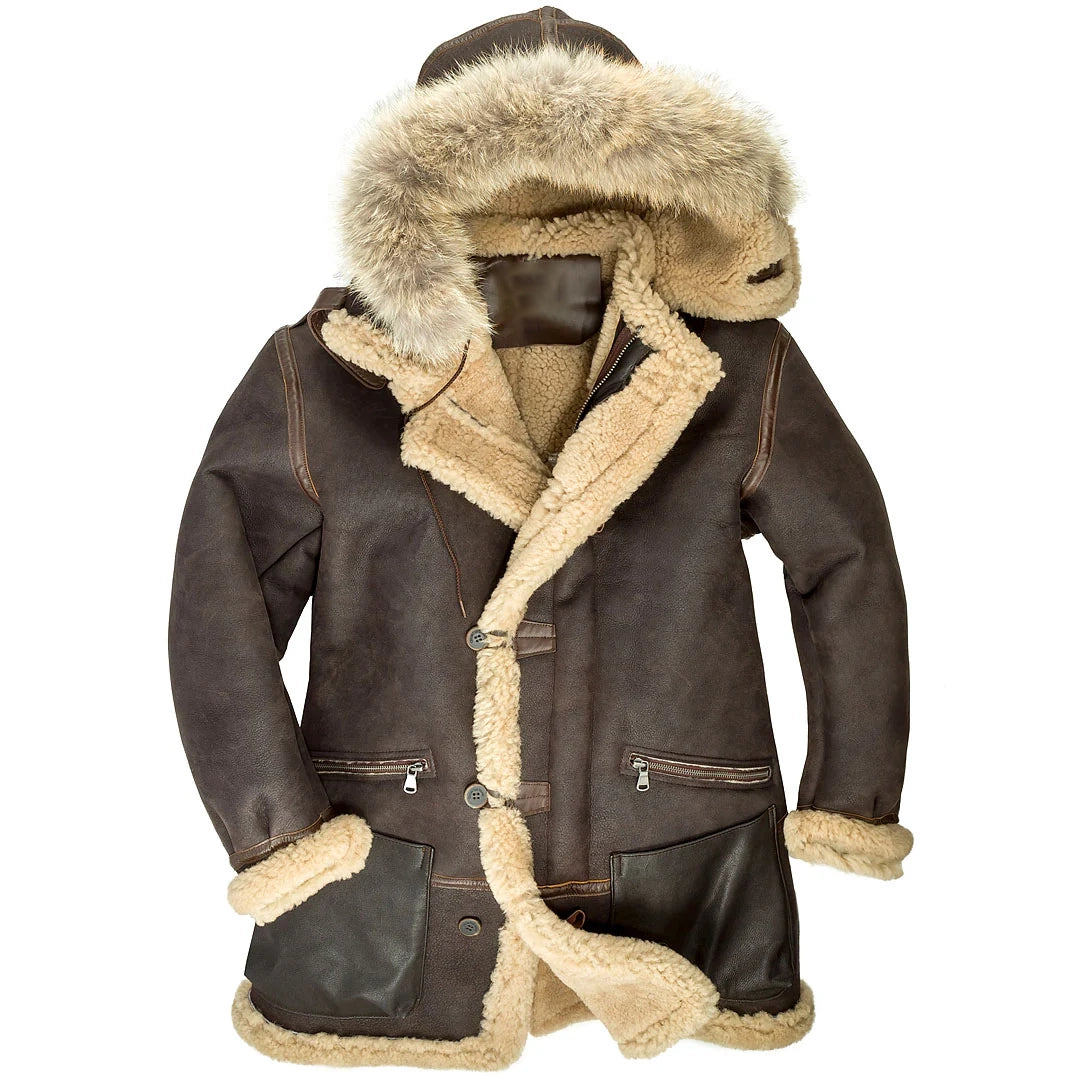 Men's B-7 Aleutian WWII Sheepskin Fur Coat