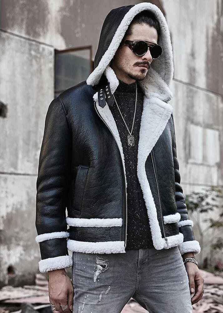 Men's B3 Hooded Fur & Shearling Leather Jacket