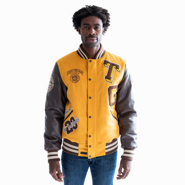 Men's BEAR GOAT Leather Varsity Jacket