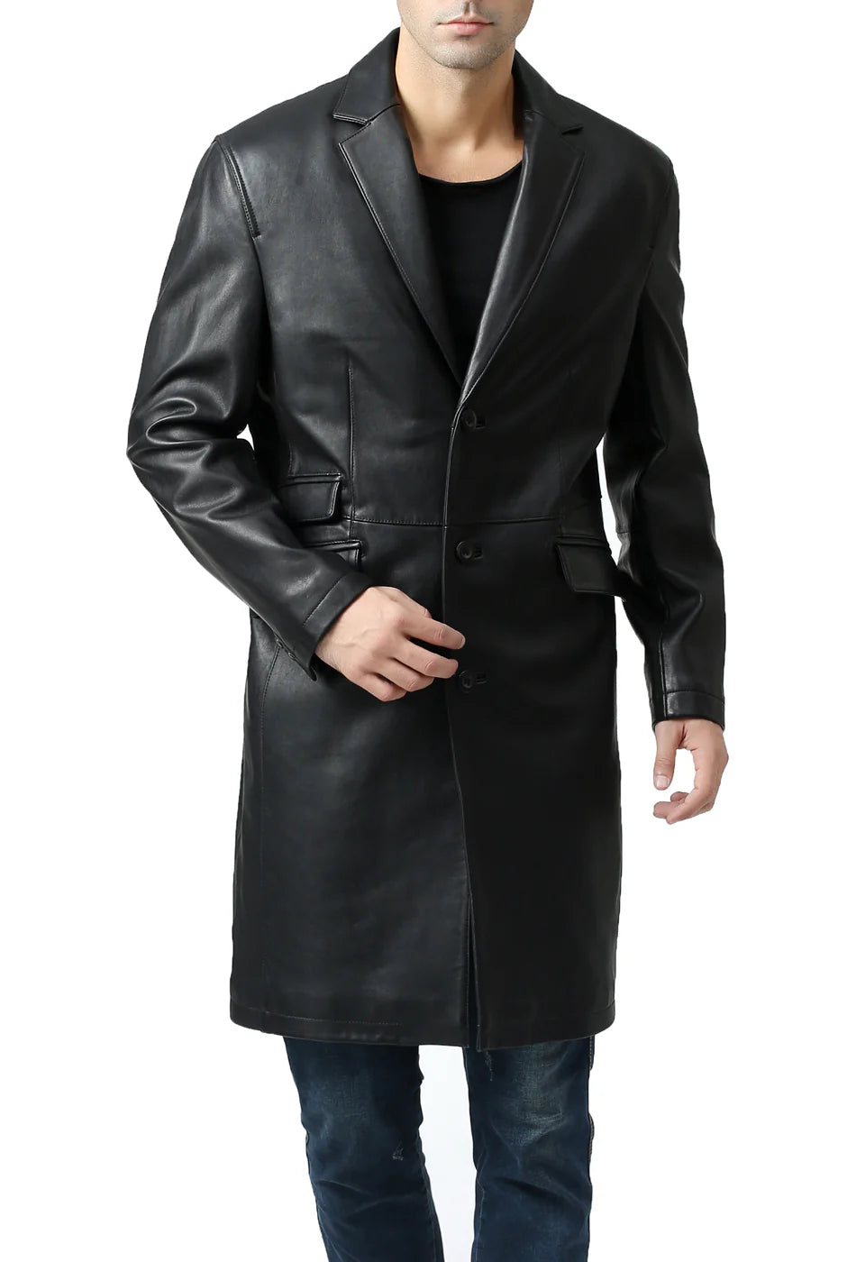 Men’s BGSD New Zealand Lambskin Leather Long Coat