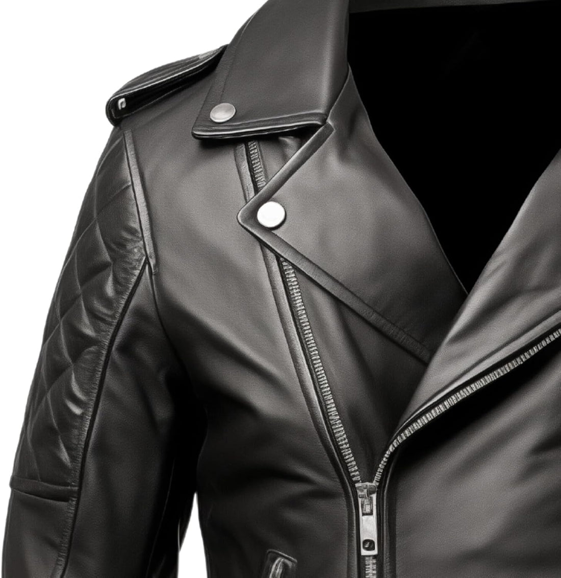 Men's Black Belted Slim Fit Real Lambskin Leather Biker Jacket