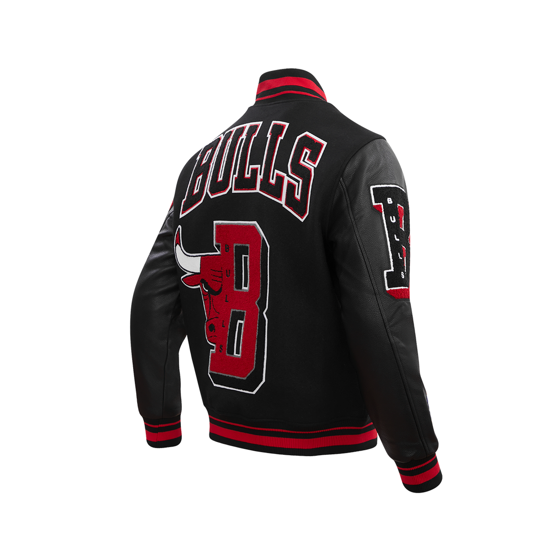 Men's Black CHICAGO BULLS Rib Wool Varsity Jacket