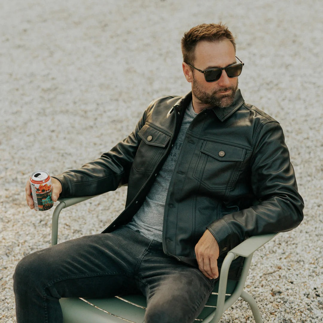 Schwarze Driggs-Lederjacke für Herren