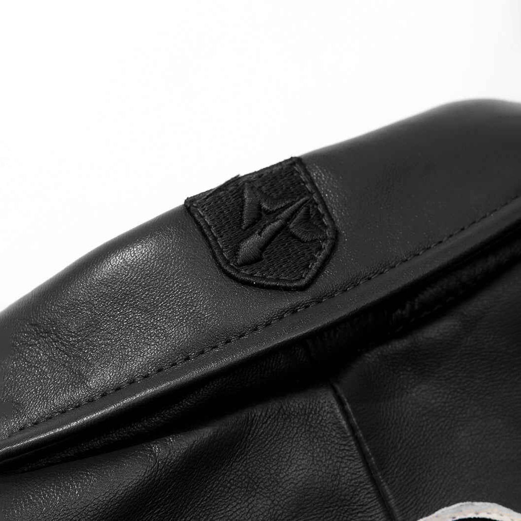 Herren – Icon Varsity – Bomberjacke aus Leder in schwarz