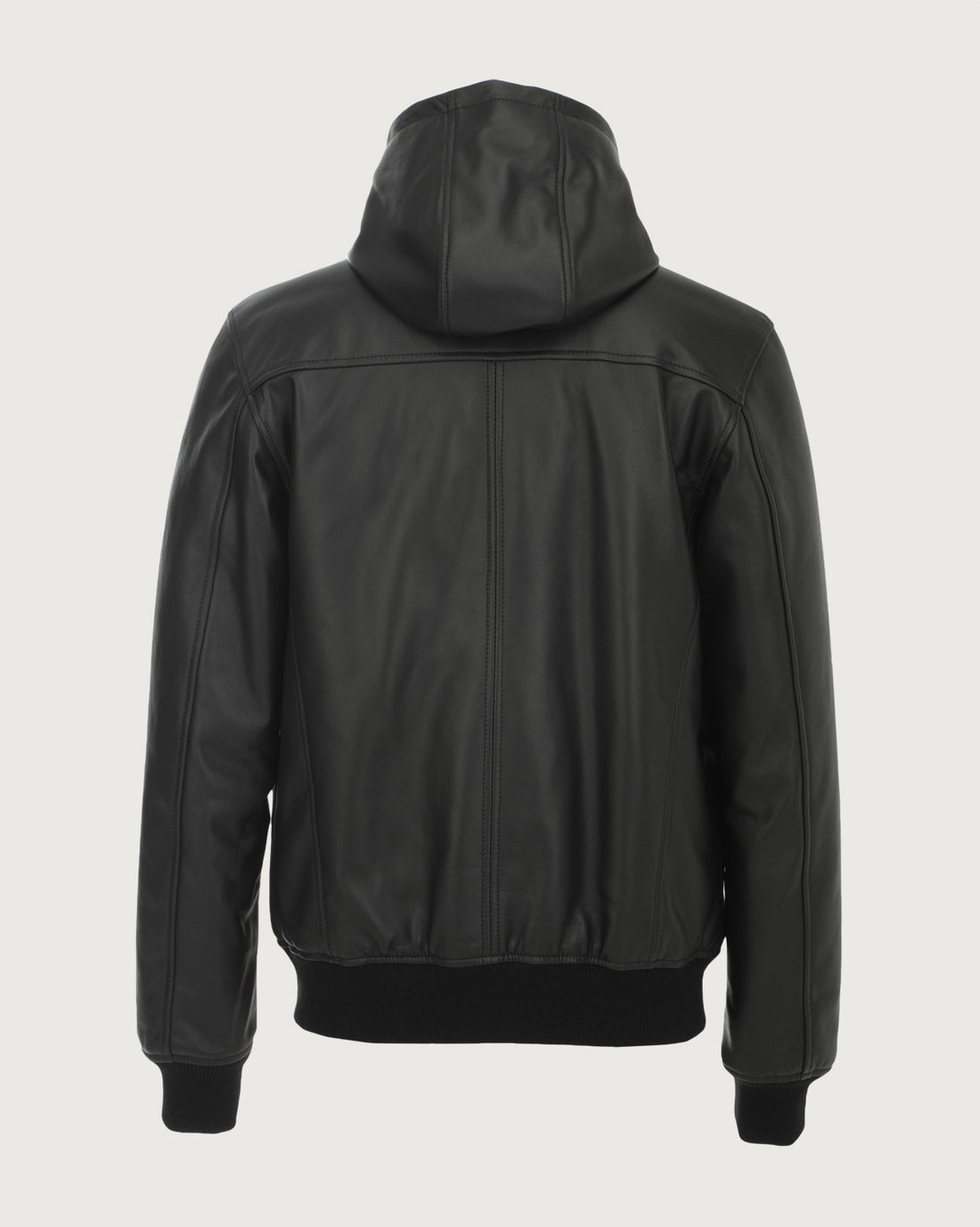 Men's Black Nappa Hooded leather jacket