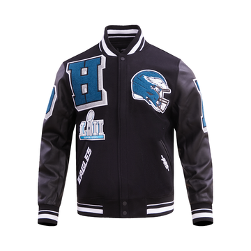Men's Black PHILADELPHIA EAGLES Rib Wool Varsity Jacket