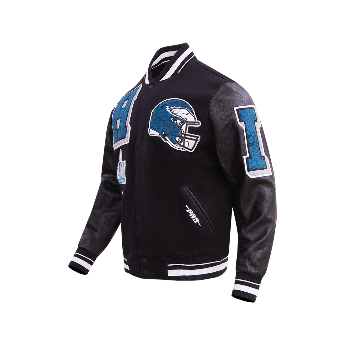 Men's Black PHILADELPHIA EAGLES Rib Wool Varsity Jacket