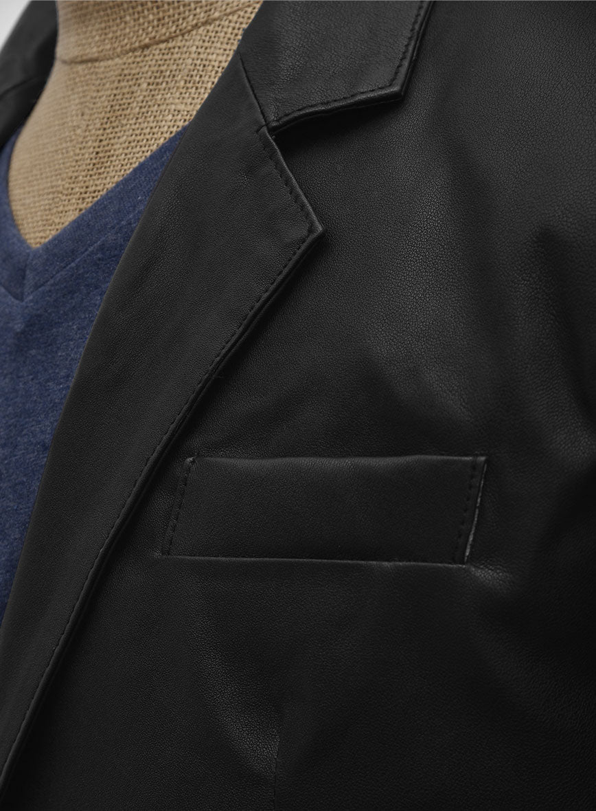 Schwarzer Herrenblazer aus Stretchleder