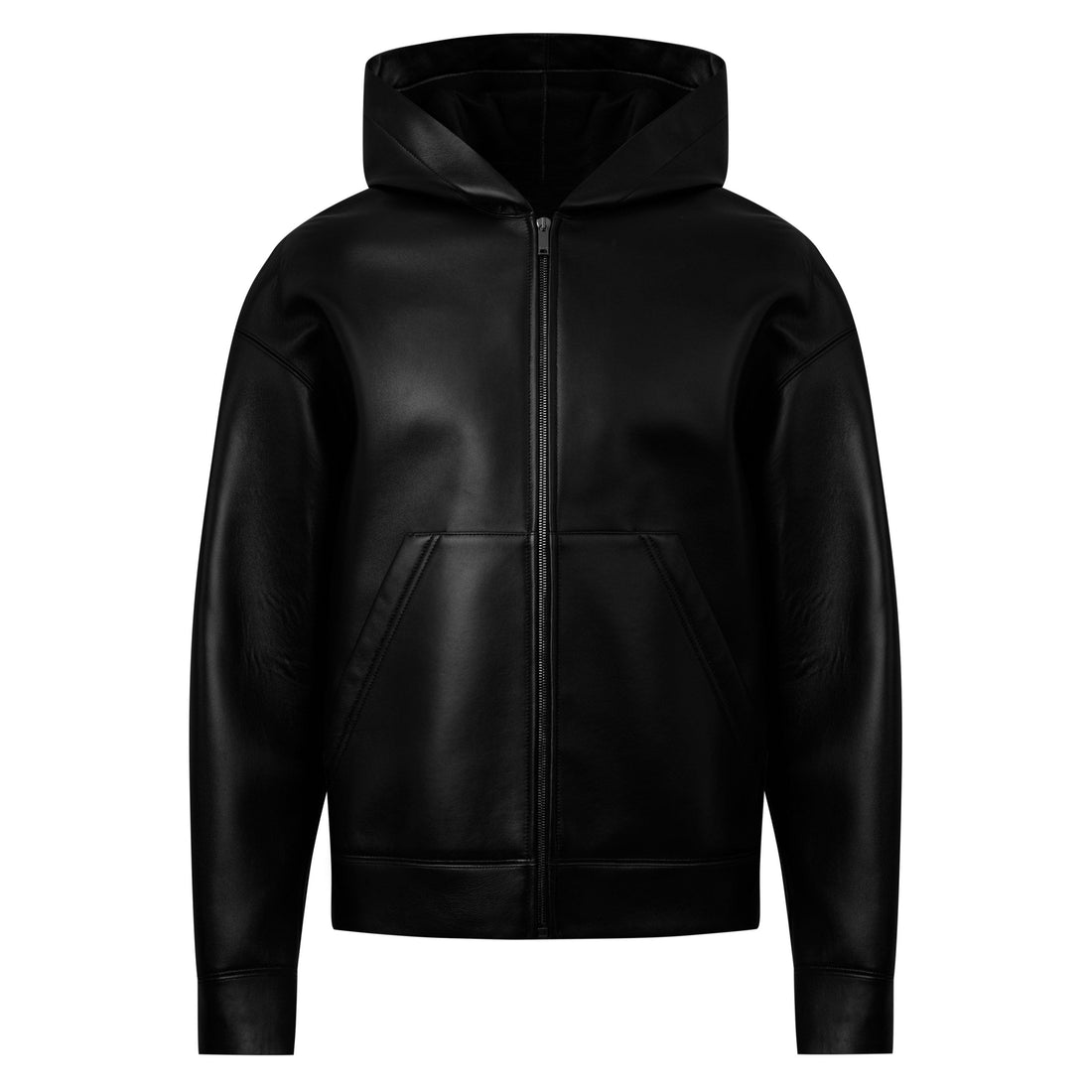 Chaqueta de cuero con capucha Valentino negra para hombre