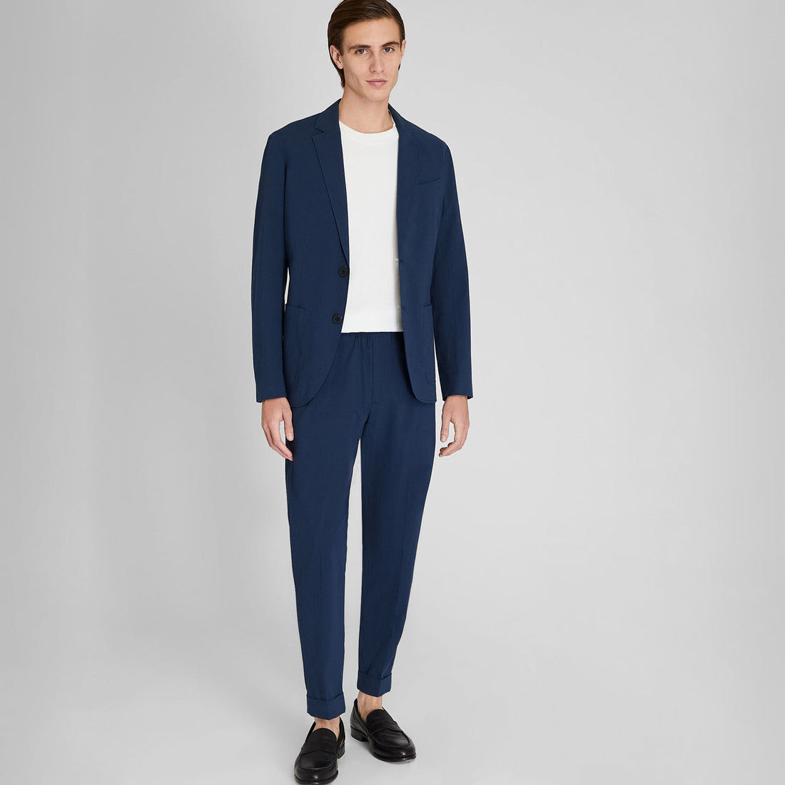 Men's Blue Slim Fit Cotton Blazer
