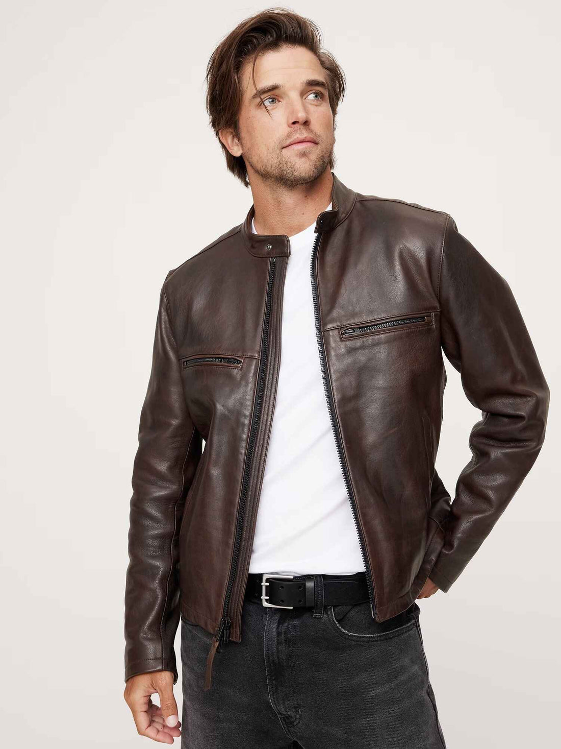 Men's Brown Biker Leather Jacket