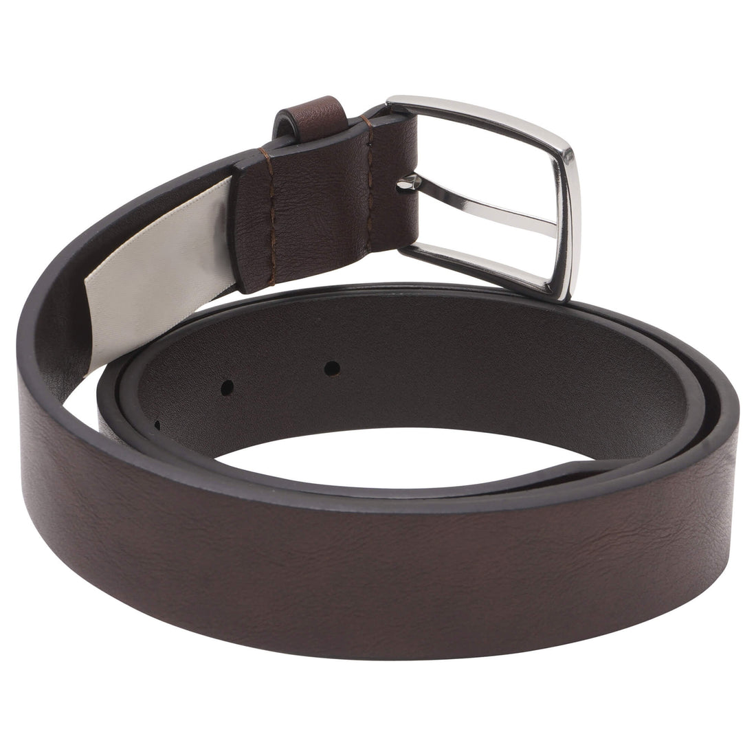 Men’s Brown Bonded Leather Belt with Silver Buckle