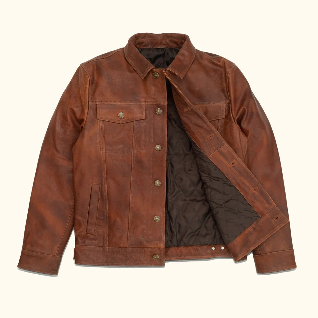 Herren Driggs Lederjacke in braun