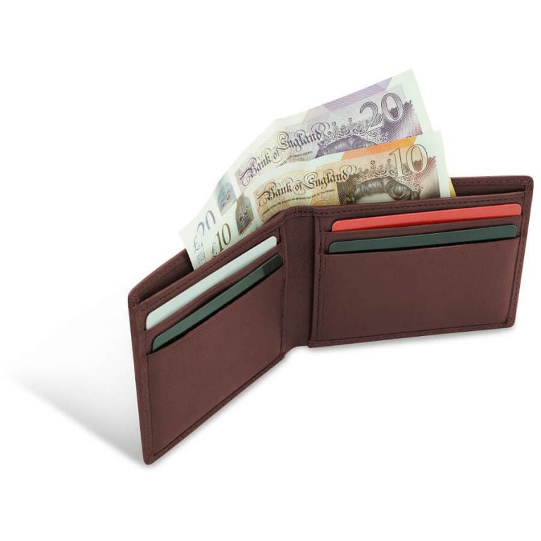 Men’s Burgundy Faux Leather Wallet with 4 Card Slots