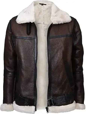 Men's Brown Fur Shearling Leather Jacket
