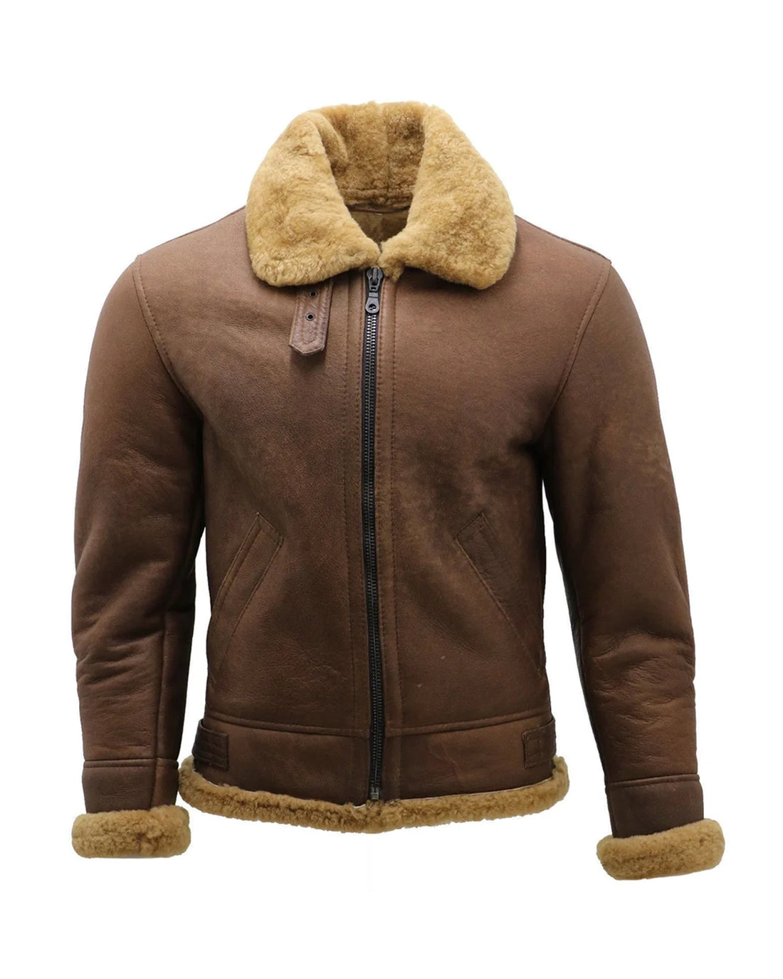 Braune Fliegerjacke aus Schaffell für Herren (RI)