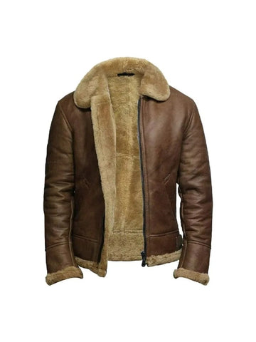 Men’s Brown Vintage Shearling Leather Jacket