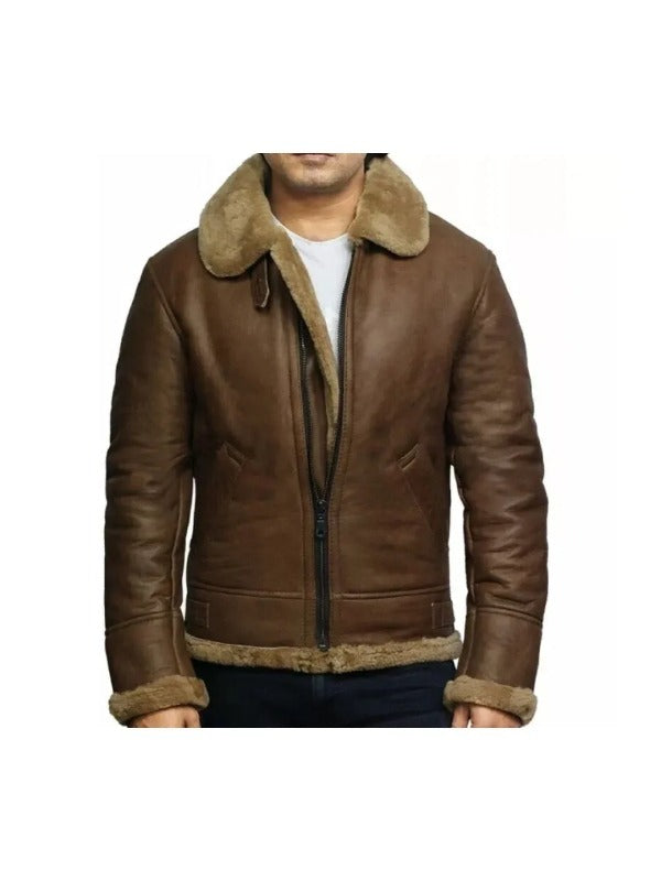 Men’s Brown Vintage Shearling Leather Jacket