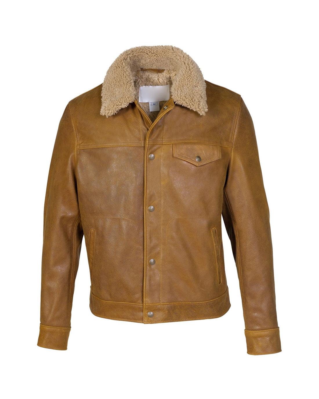 Truckerjacke aus Büffelleder für Herren mit Schaffellkragen