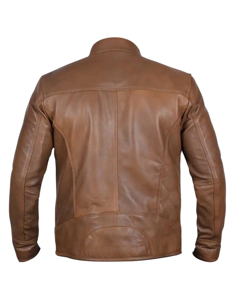 Camelfarbene Dodge-Bikerjacke für Herren
