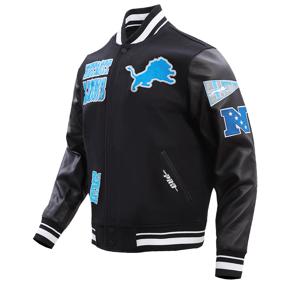 Men's DETROIT LIONS RETRO CLASSIC Rib Wool Varsity Jacket