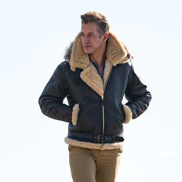 Men's Dunkirk RAF Hooded Leather Fur Jacket