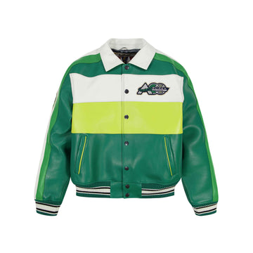Men's Embroidered Grand Slam Varsity Leather Jacket