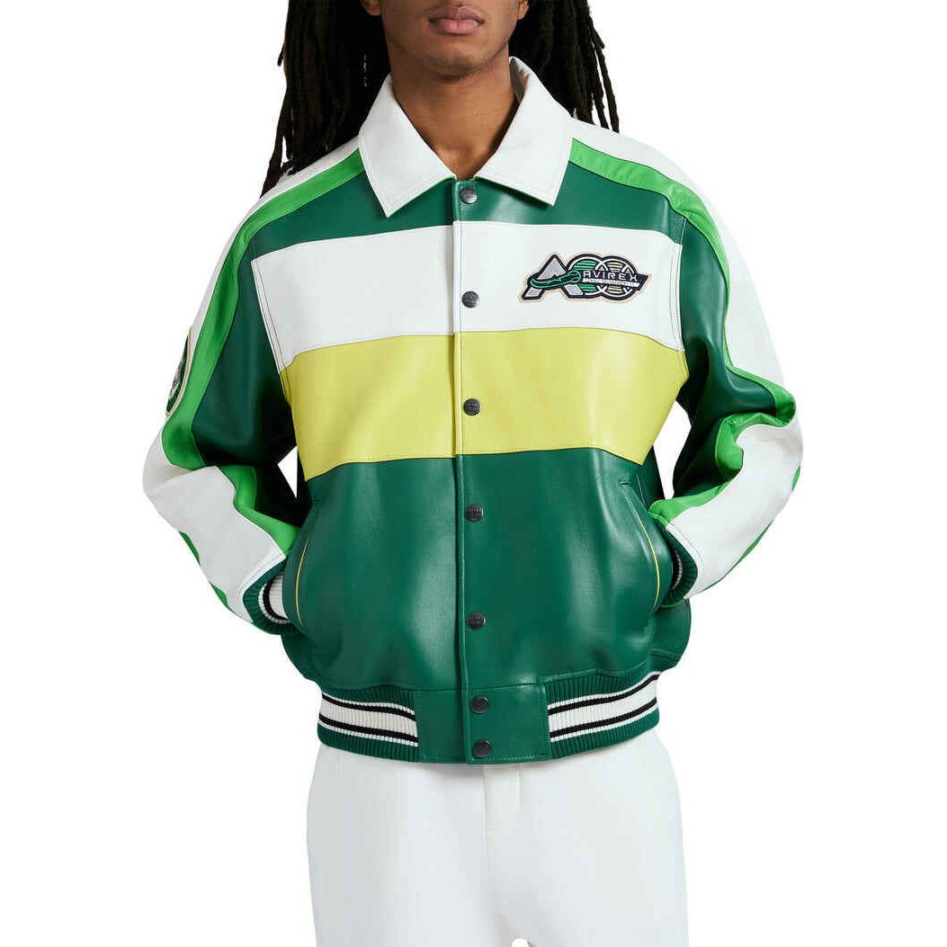 Men's Embroidered Grand Slam Varsity Leather Jacket