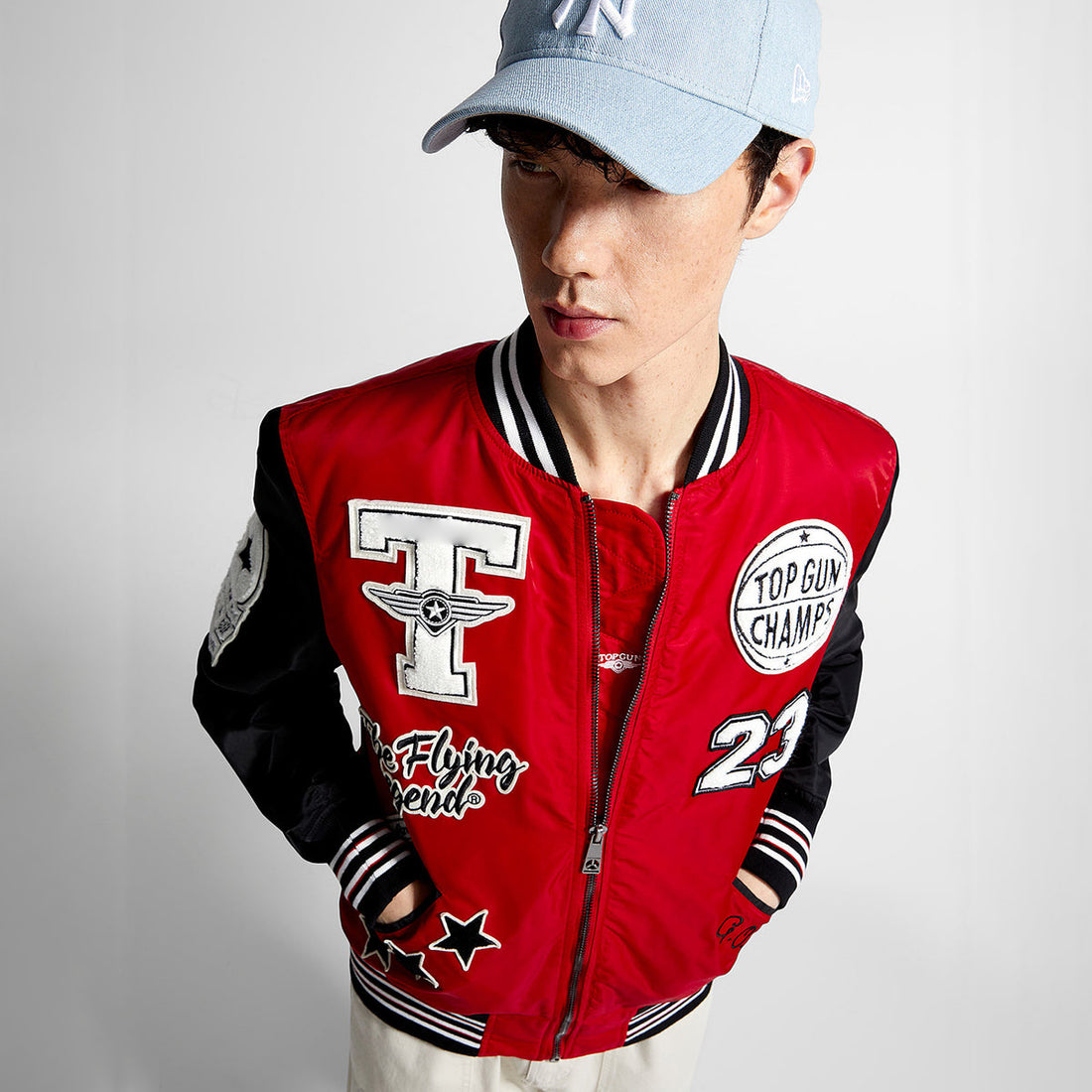 Men's FLYING LEGEND Leather Varsity Jacket