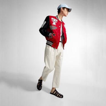 Men's FLYING LEGEND Leather Varsity Jacket