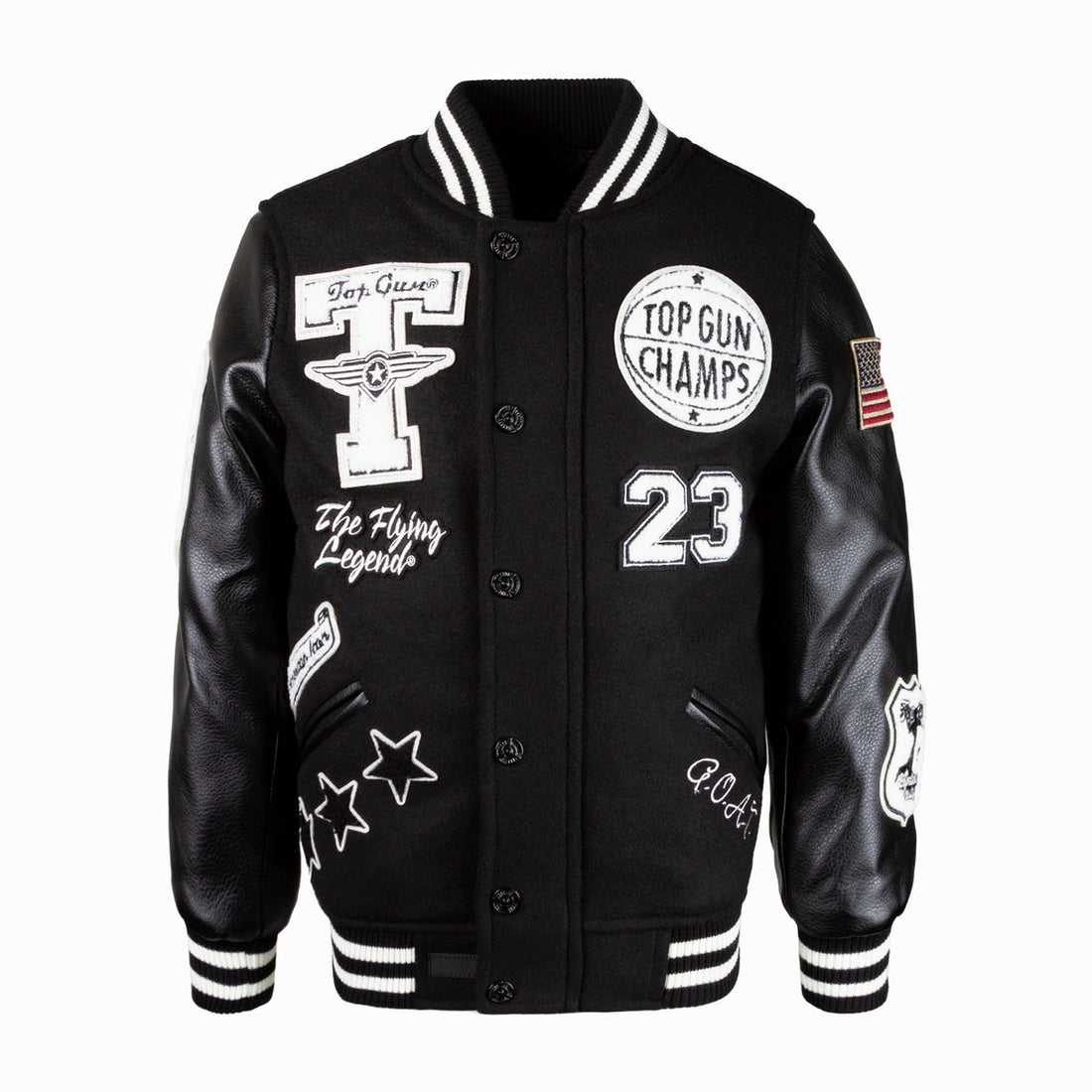 Men's FLYING LEGEND Leather & Wool Varsity Jacket
