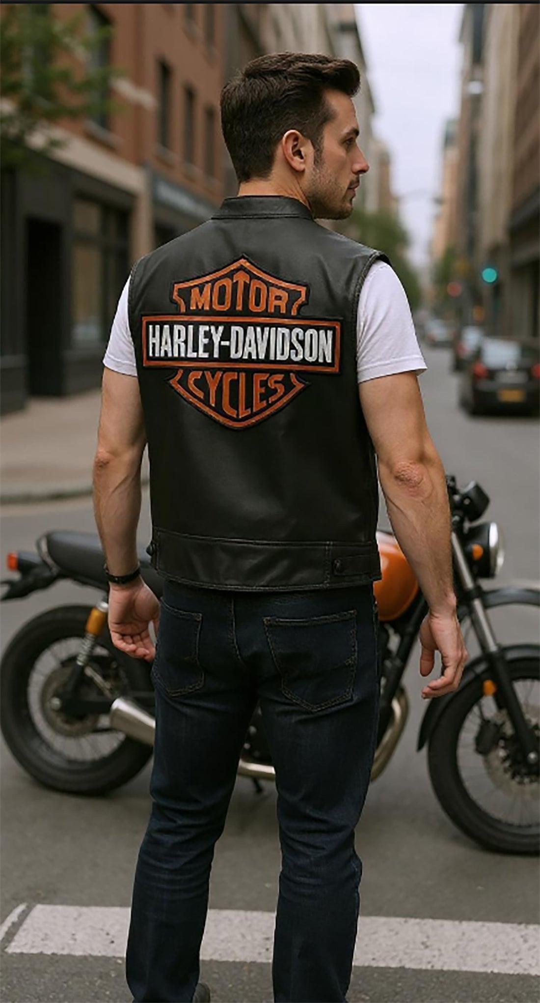 Chaleco de cuero Harley Davidson Link para hombre