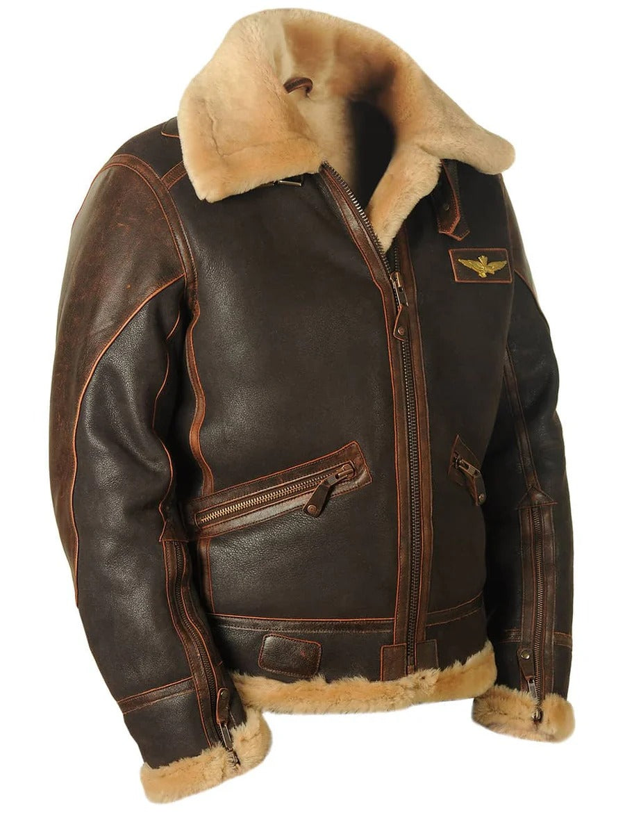 Men's Italian Navy Air Force Sheepskin Bomber Jacket
