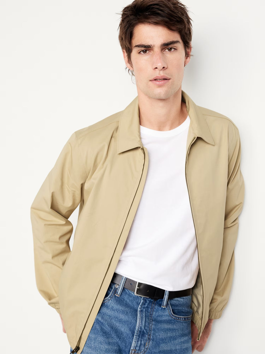 Chaqueta ligera de sarga con cremallera para hombre
