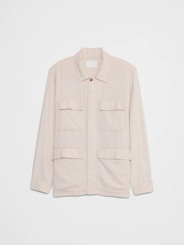 Men's Linen-Blend Field Light Weight Jacket in Cream