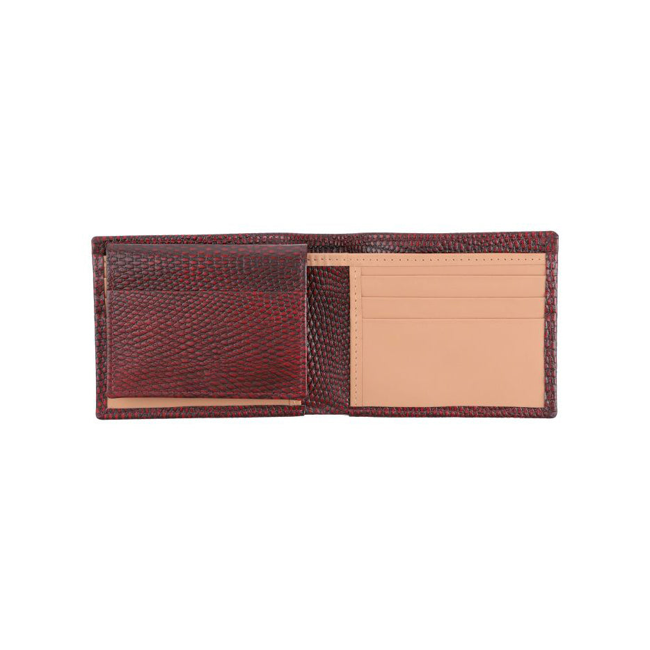 Men's Maroon Leather Wallet With ID Window