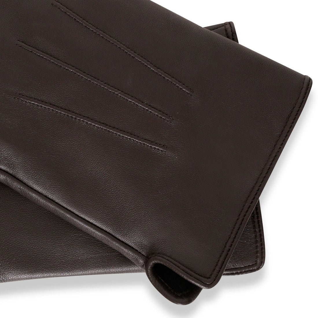 Guantes elegantes de piel de oveja marrón minimalista para hombre