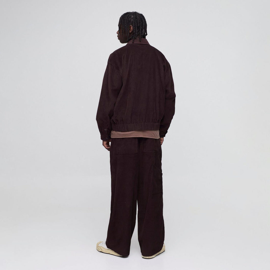 Men's Oversized Boxy Badge Corduroy Varsity Jacket Bomber Style