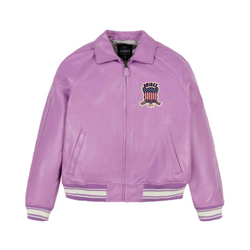 Herren – Icon Varsity – Bomberjacke aus Leder in pink