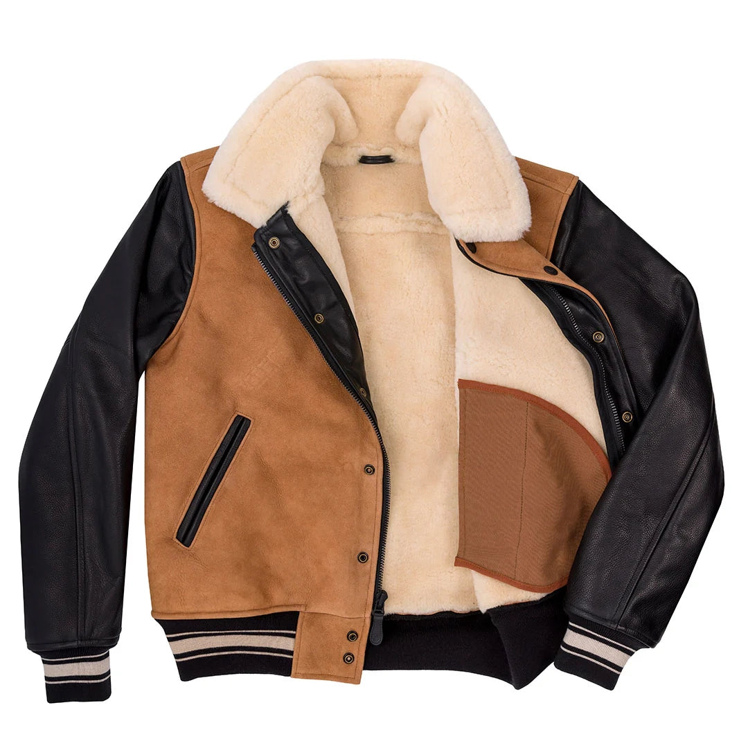 Men's Pro Shearling Varsity Fur Leather Jacket