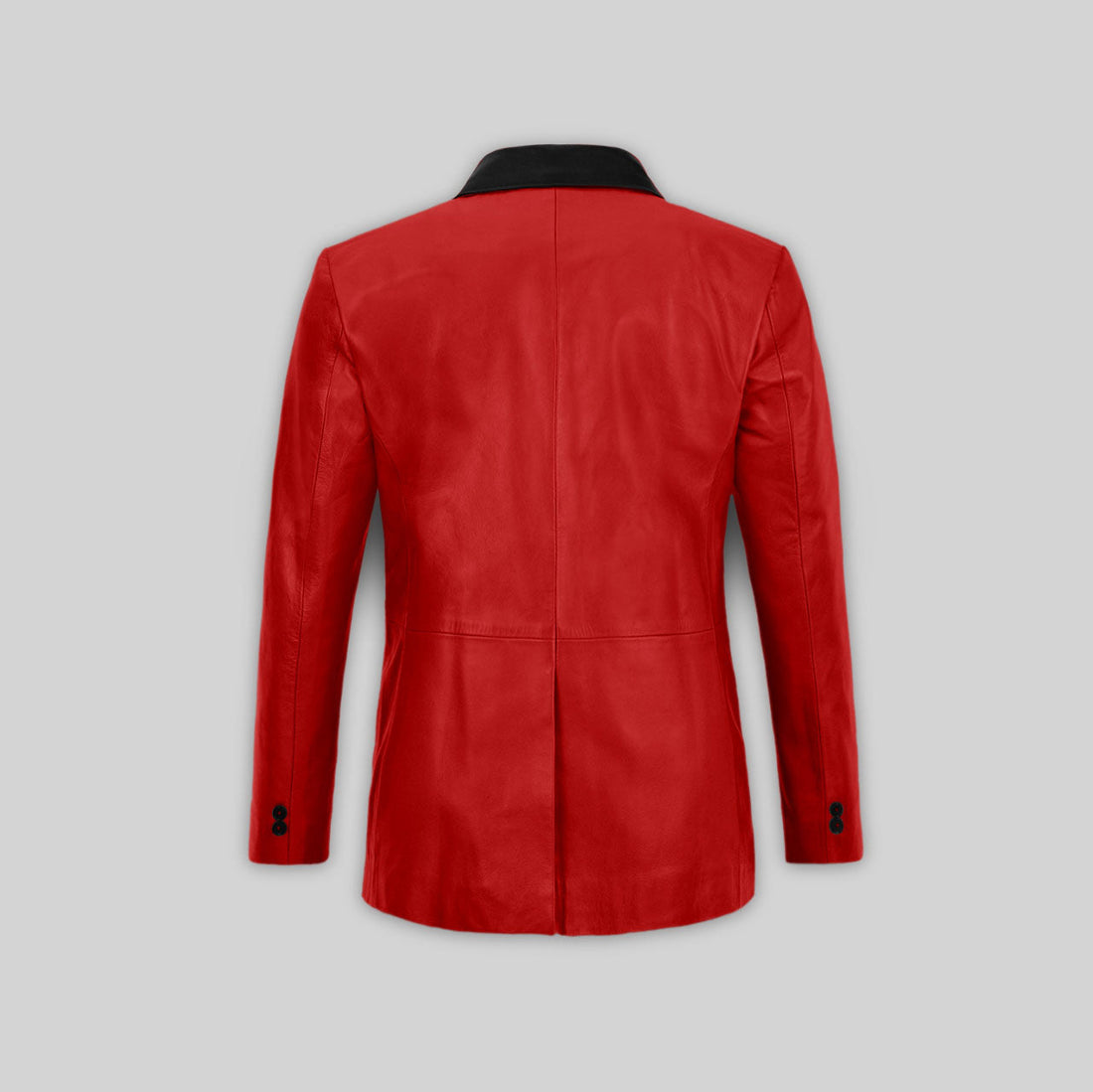 Men's Red Hampton Leather Blazer With Black Stripes